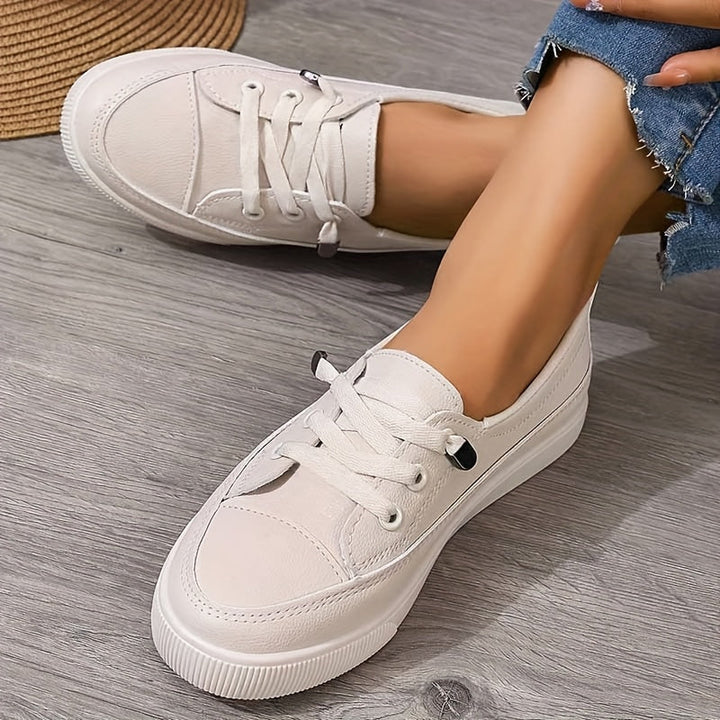 LORNA | ORTHOPAEDIC WHITE LACE-UP FLAT TRAINERS