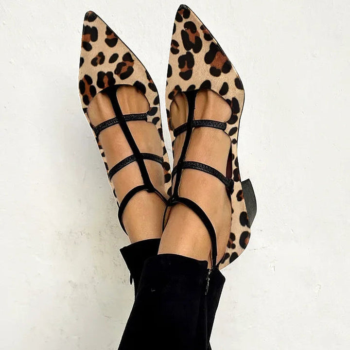 CAROL | HEELED SHOES WITH LEOPARD STRAP