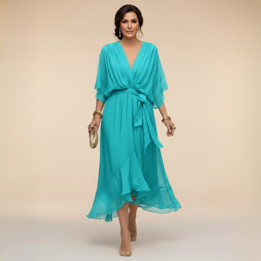 HELEN | ELEGANT V-NECK MIDI DRESS