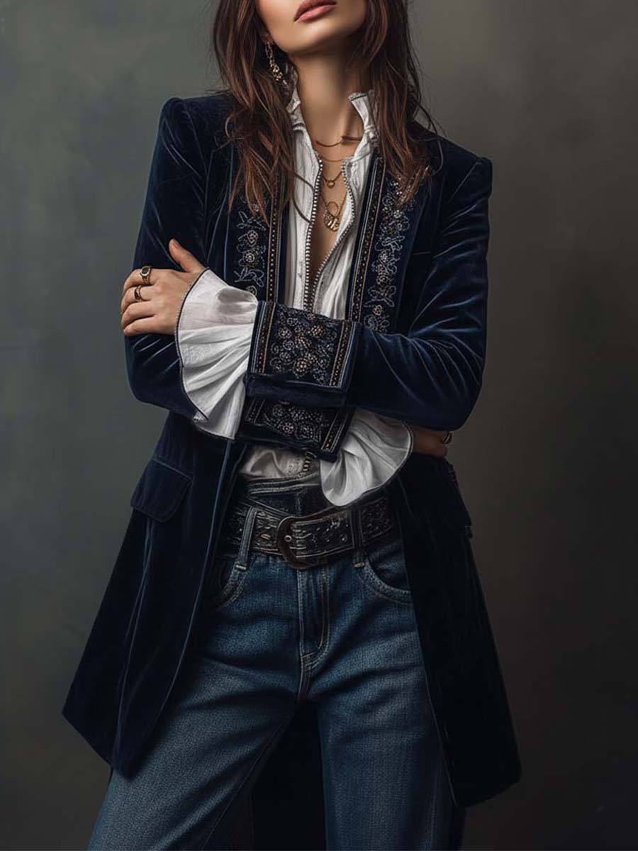 Elara | Embroidered Longline Jacket