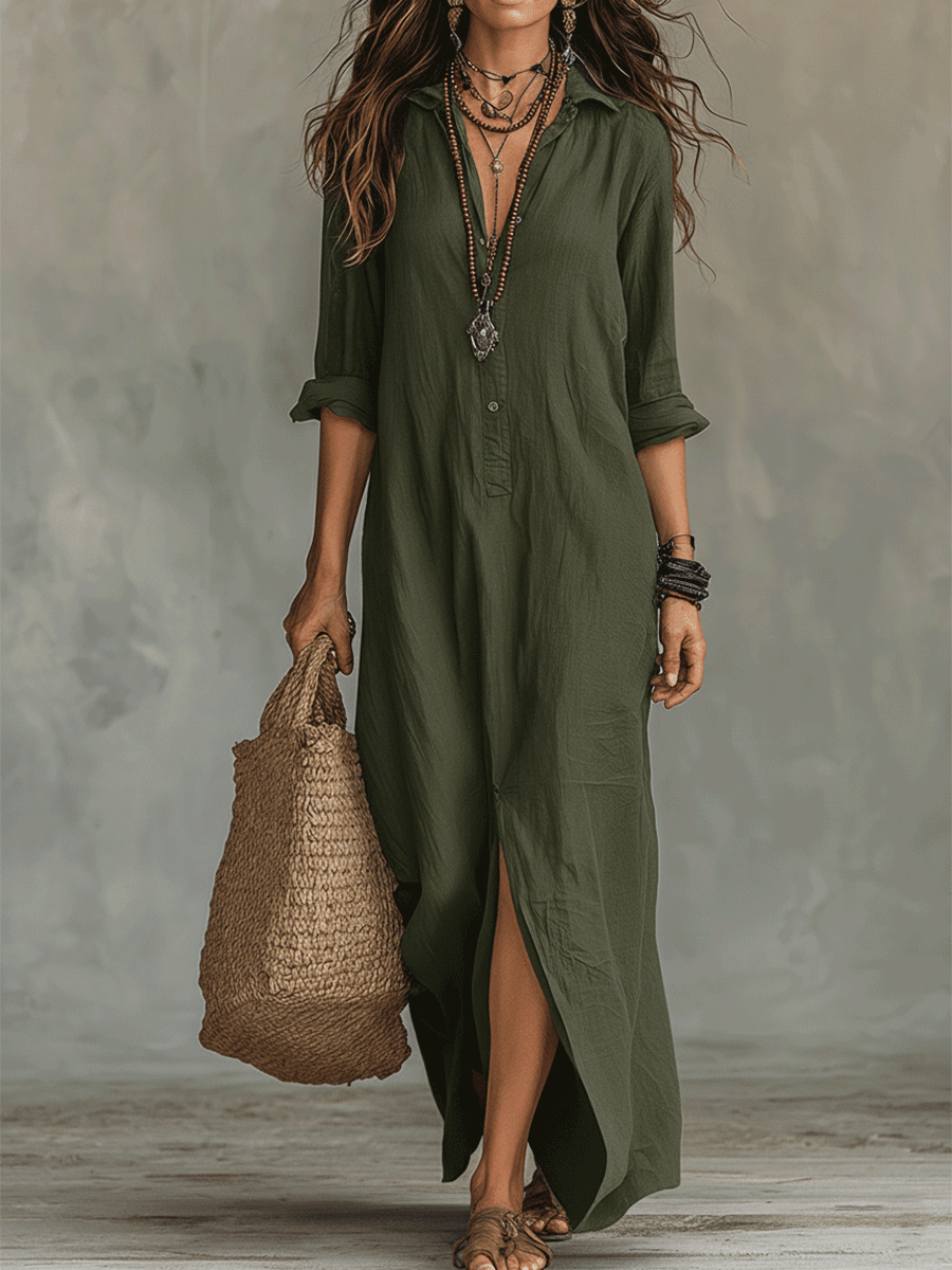 Timeless Button Maxi Dress | Elegant, Lightweight & Easy Fit