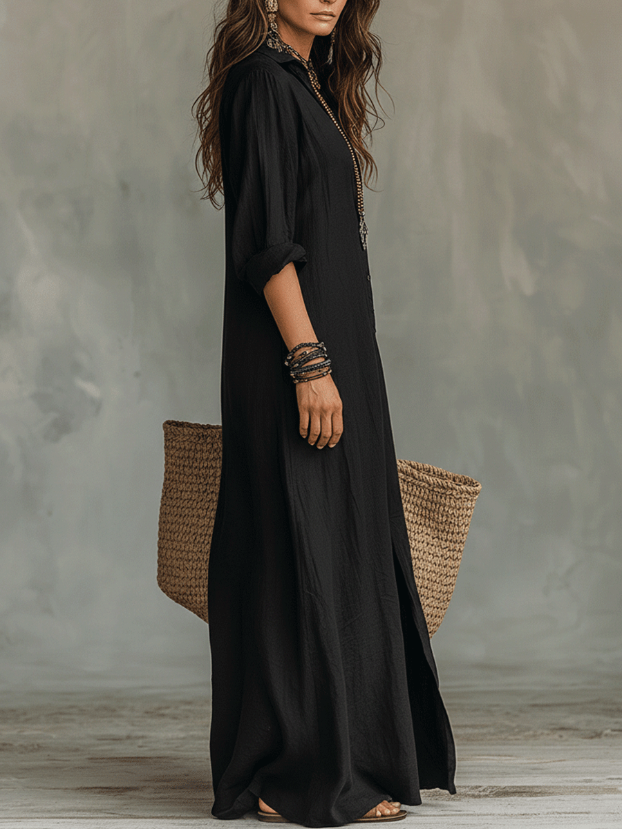 Timeless Button Maxi Dress | Elegant, Lightweight & Easy Fit