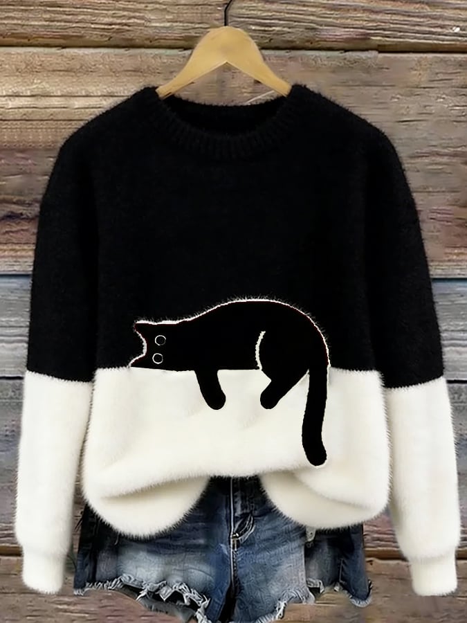 Bridget | Cosy Cat Print Sweatshirt