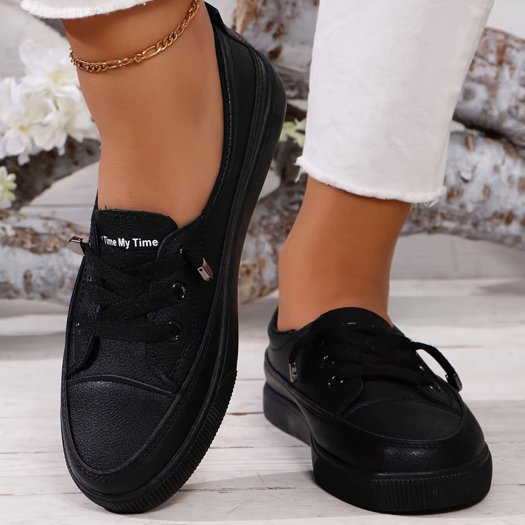 LORNA | ORTHOPAEDIC WHITE LACE-UP FLAT TRAINERS