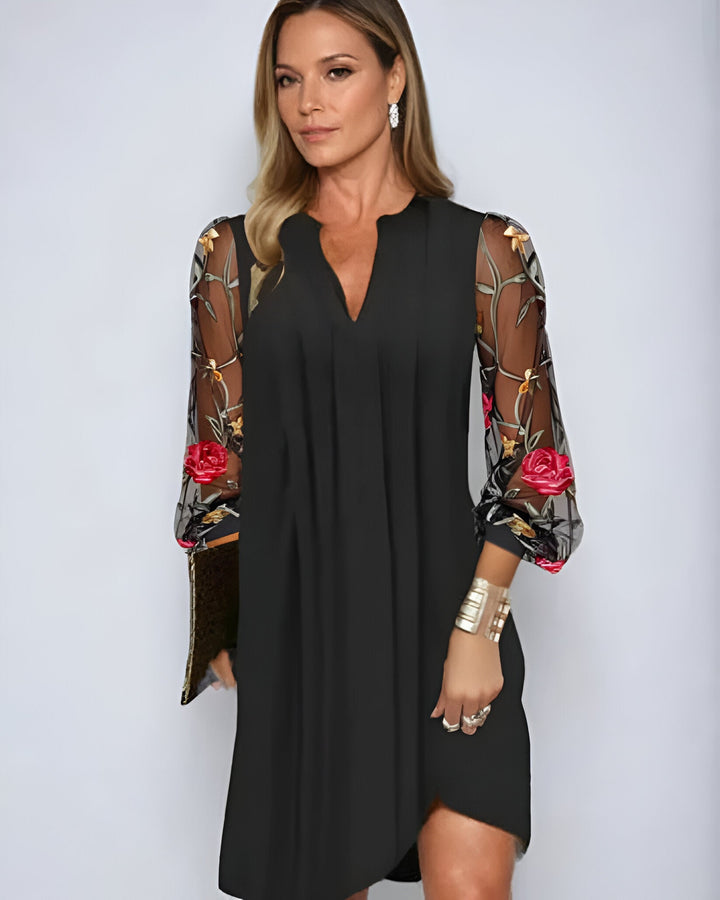 Julia | Embroidered Sleeve Midi Dress