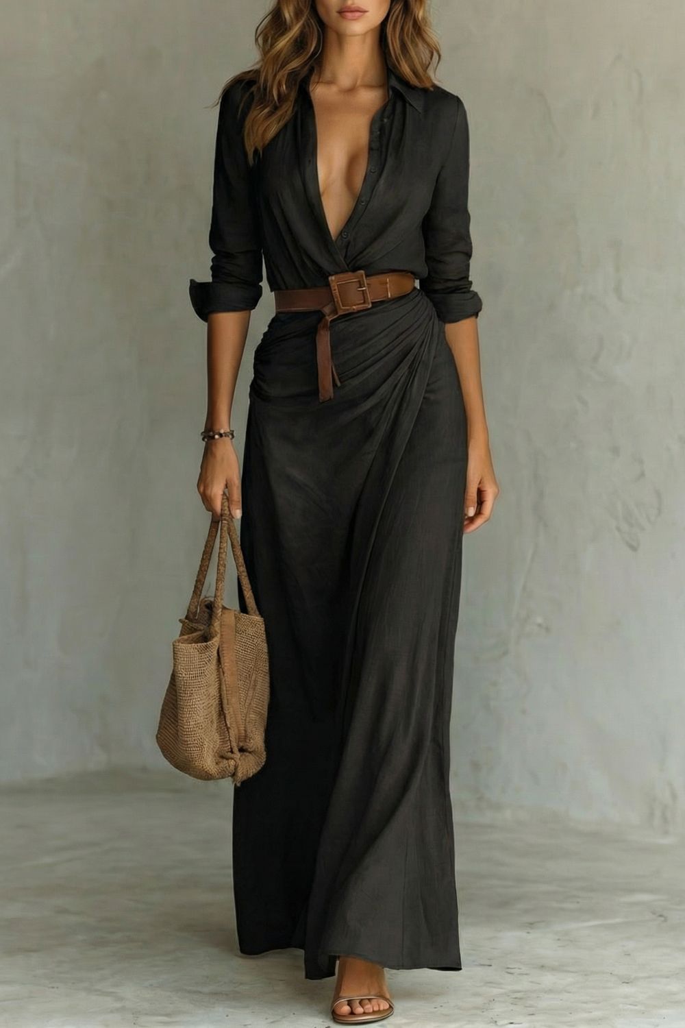 Azura | Button-down wrap dress | Belted maxi dress