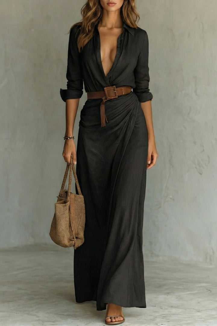 Azura | Button-down wrap dress | Belted maxi dress