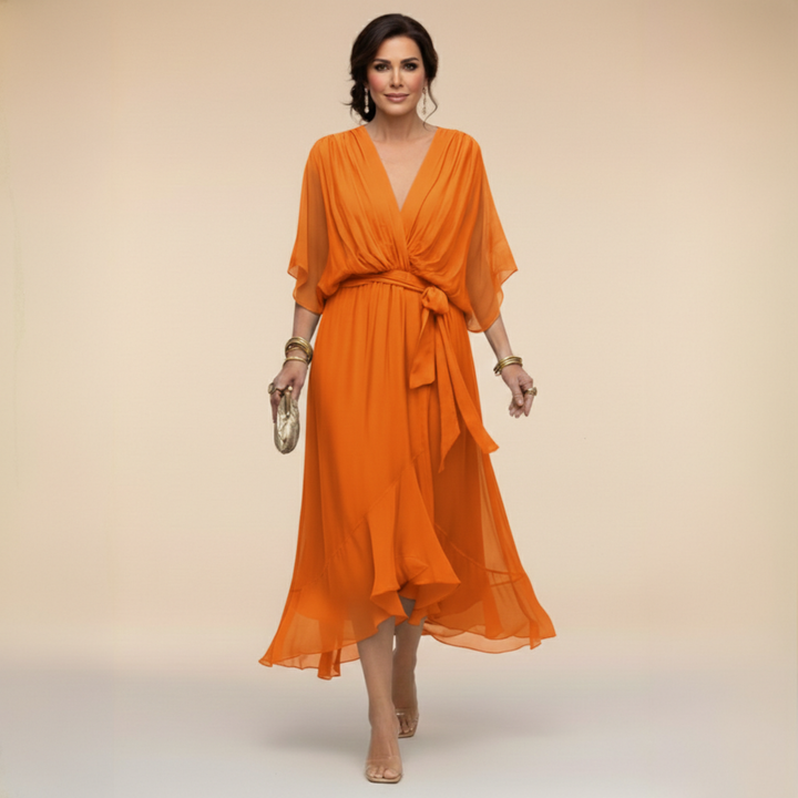 HELEN | ELEGANT V-NECK MIDI DRESS