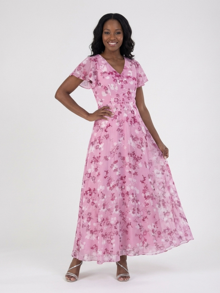 SYLVIA | FLORAL CHIFFON MAXI DRESS