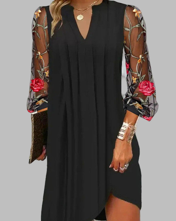 Julia | Embroidered Sleeve Midi Dress