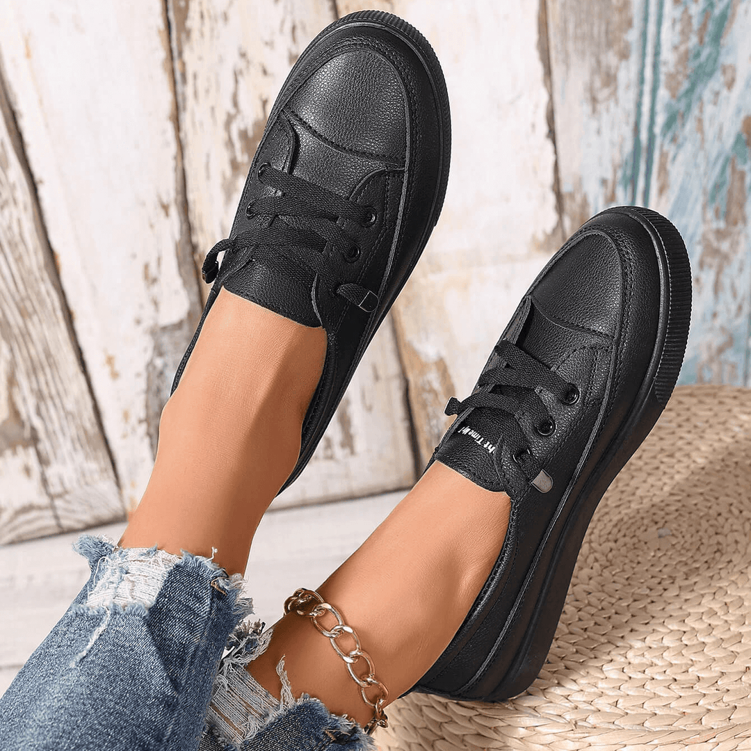 LORNA | ORTHOPAEDIC WHITE LACE-UP FLAT TRAINERS