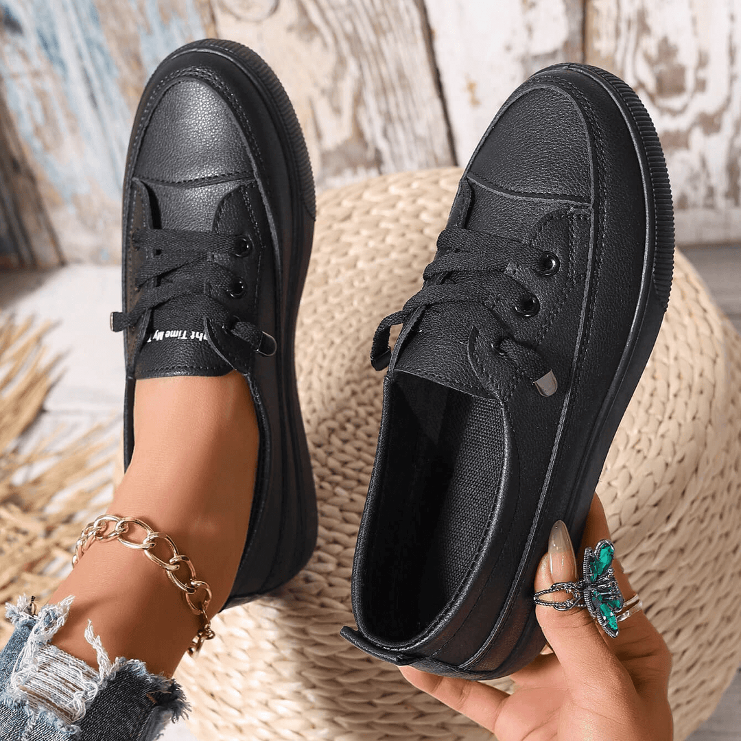 LORNA | ORTHOPAEDIC WHITE LACE-UP FLAT TRAINERS